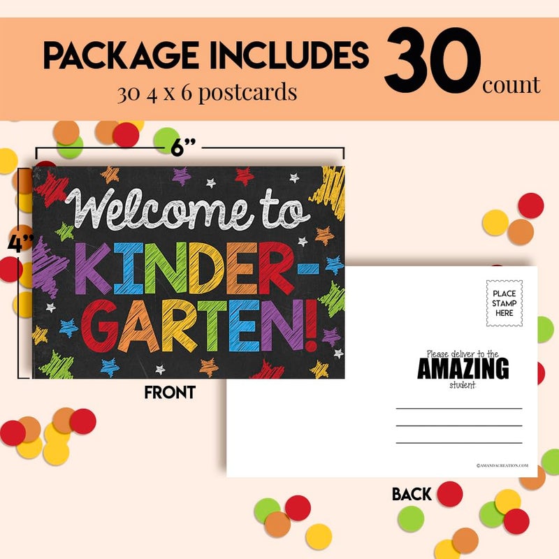 Amanda Creation Welcome To Kindergarten Colorful Chalkboard Themed Blank Postcards For Teachers To Send To Students, 4"x6" Fill In Notecards by AmandaCreation (30) - Image 3